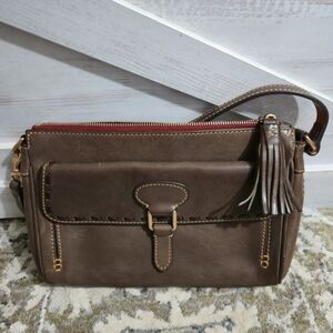 Dooney & Bourke Brown Leather Wristlet with Tassel